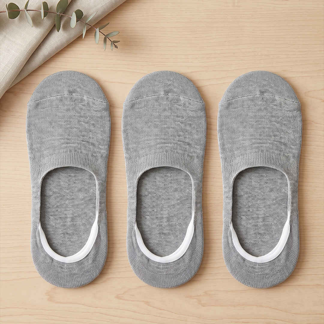 Erkek Bambu Yazlık Babet Çorap Gri Renkli (3'lü Paket)