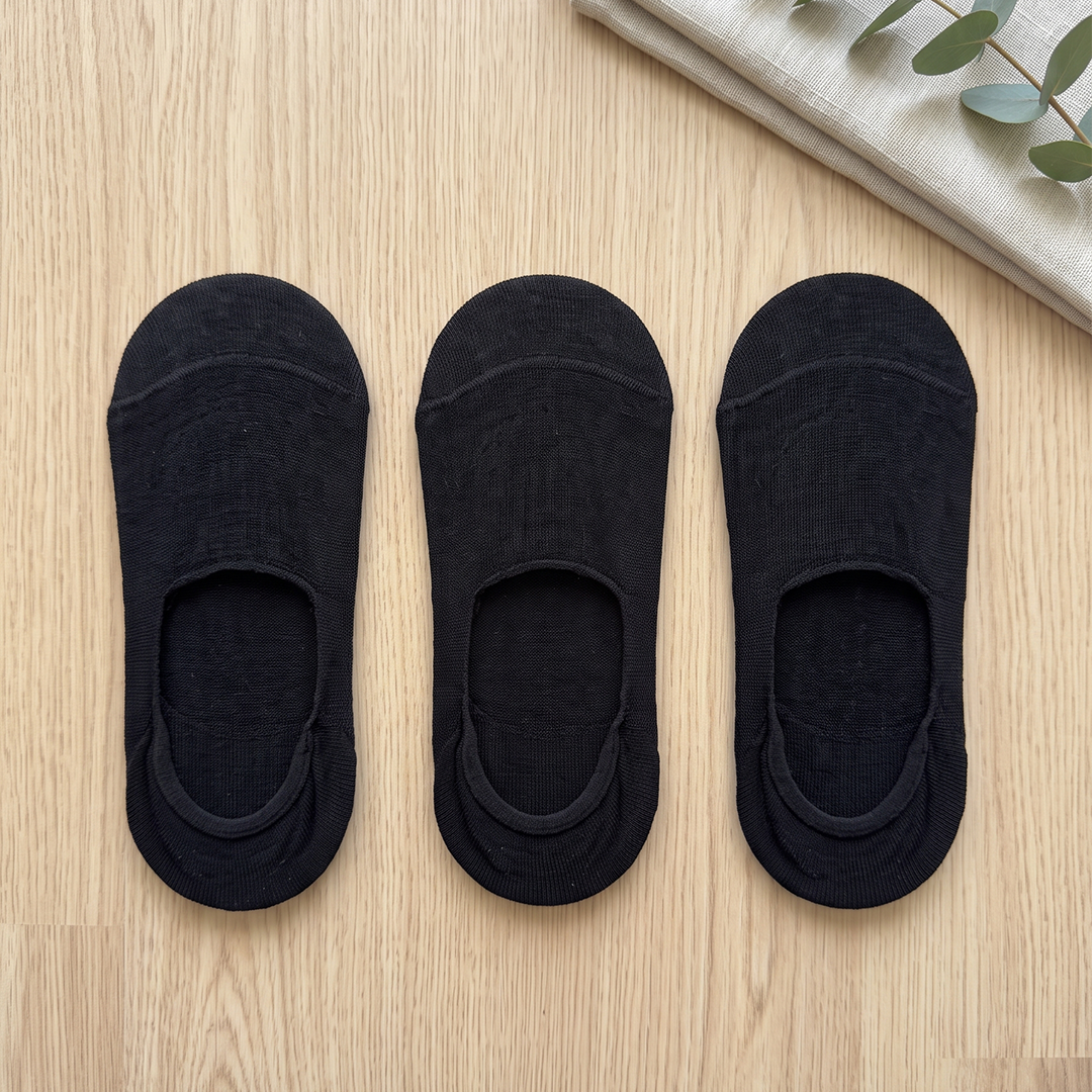 Kadın Bambu Yazlık, Terletmeyen Babet Çorap Siyah (3'lü Paket)